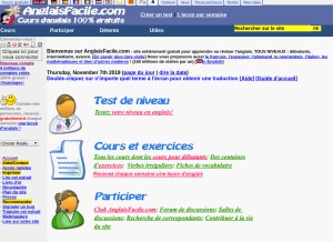 How anglaisfacile.com looks like on a tablet such as an iPad.