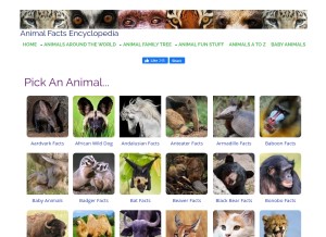 How animalfactsencyclopedia.com looks like on a tablet such as an iPad.
