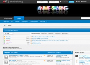 How anime-sharing.com looks like on a tablet such as an iPad.