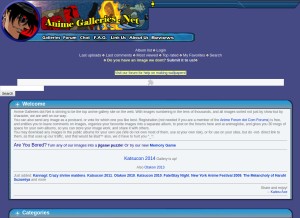 How animegalleries.net looks like on a tablet such as an iPad.
