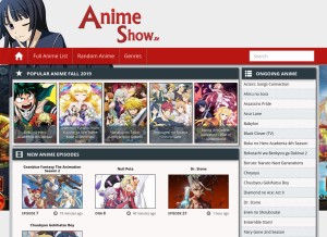 How animeshow.tv looks like on a tablet such as an iPad.