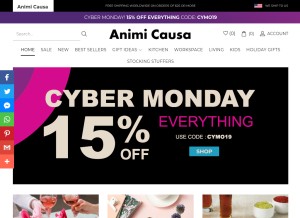 How animicausa.com looks like on a tablet such as an iPad.