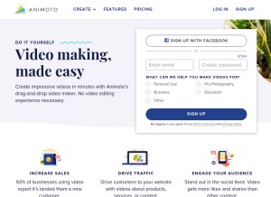 How animoto.com looks like on a tablet such as an iPad.