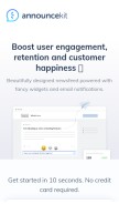 How announcekit.app looks like on a mobile device such as an iPhone.