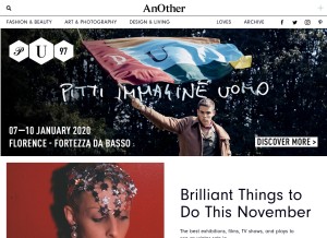 How anothermag.com looks like on a tablet such as an iPad.