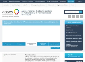 How anses.fr looks like on a tablet such as an iPad.