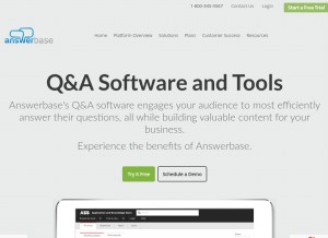 How answerbase.com looks like on a tablet such as an iPad.