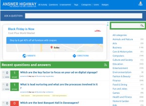 How answerhighway.com looks like on a tablet such as an iPad.