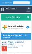 How answerpail.com looks like on a mobile device such as an iPhone.