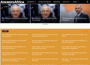 How answersafrica.com looks like on a tablet such as an iPad.