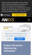 How ansys.com looks like on a mobile device such as an iPhone.