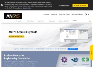 How ansys.com looks like on a tablet such as an iPad.