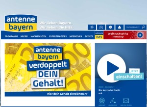 How antenne.de looks like on a tablet such as an iPad.