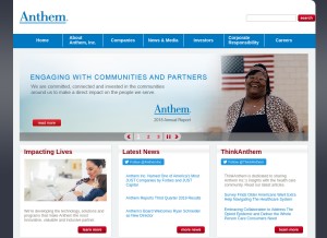 How antheminc.com looks like on a tablet such as an iPad.