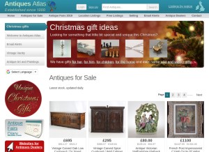 How antiquesatlas.com looks like on a tablet such as an iPad.