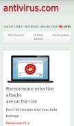 How antivirus.com looks like on a mobile device such as an iPhone.