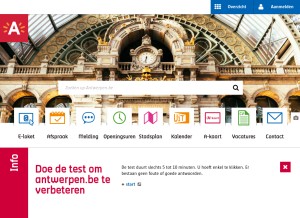 How antwerpen.be looks like on a tablet such as an iPad.