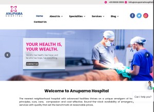 How anupamahospitals.com looks like on a tablet such as an iPad.