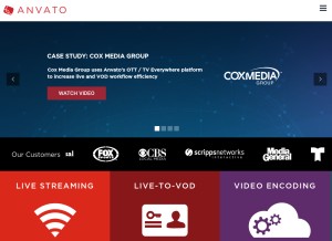 How anvato.com looks like on a tablet such as an iPad.