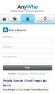 How anywho.com looks like on a mobile device such as an iPhone.