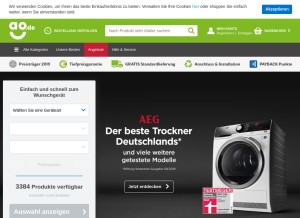 How ao.de looks like on a tablet such as an iPad.