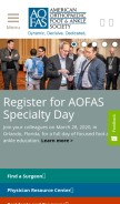 How aofas.org looks like on a mobile device such as an iPhone.