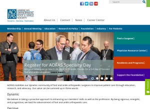 How aofas.org looks like on a tablet such as an iPad.