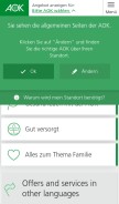 How aok.de looks like on a mobile device such as an iPhone.