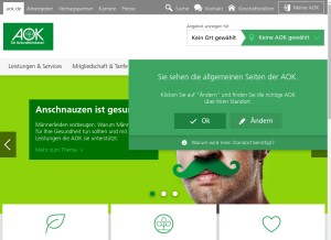 How aok.de looks like on a tablet such as an iPad.