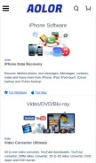 How aolor.com looks like on a mobile device such as an iPhone.