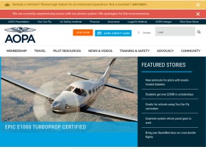 How aopa.org looks like on a tablet such as an iPad.
