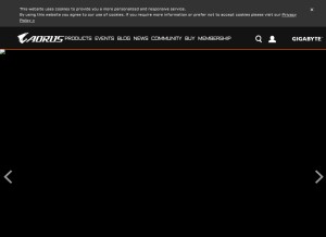 How aorus.com looks like on a tablet such as an iPad.
