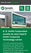 How aosmith.com looks like on a mobile device such as an iPhone.