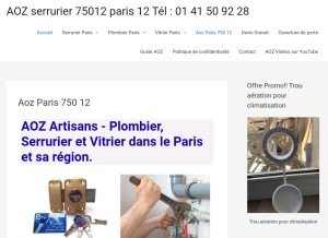 How aoz-artisans.fr looks like on a tablet such as an iPad.