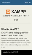 How apachefriends.org looks like on a mobile device such as an iPhone.