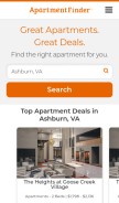 How apartmentfinder.com looks like on a mobile device such as an iPhone.