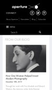 How aperture.org looks like on a mobile device such as an iPhone.