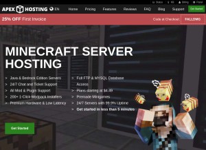 How apexminecrafthosting.com looks like on a tablet such as an iPad.
