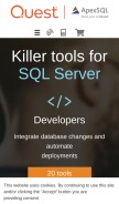 How apexsql.com looks like on a mobile device such as an iPhone.