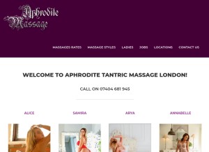 How aphrodite-massage.co.uk looks like on a tablet such as an iPad.