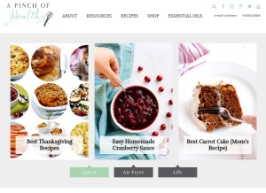 How apinchofhealthy.com looks like on a tablet such as an iPad.