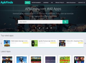How apkfinds.com looks like on a tablet such as an iPad.