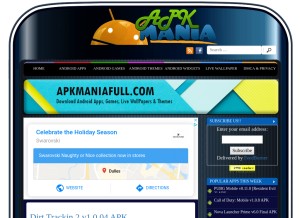 How apkmaniafull.com looks like on a tablet such as an iPad.