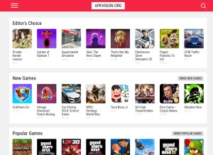 How apkvision.com looks like on a tablet such as an iPad.