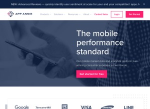 How appannie.com looks like on a tablet such as an iPad.