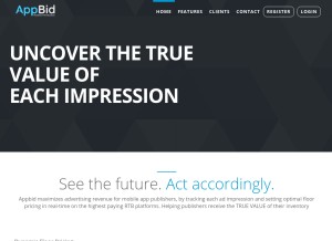 How appbid.com looks like on a tablet such as an iPad.