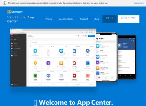 How appcenter.ms looks like on a tablet such as an iPad.