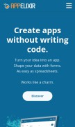 How appelixir.com looks like on a mobile device such as an iPhone.