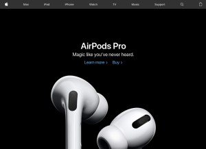 How apple.com looks like on a tablet such as an iPad.
