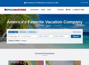 How applevacations.com looks like on a tablet such as an iPad.